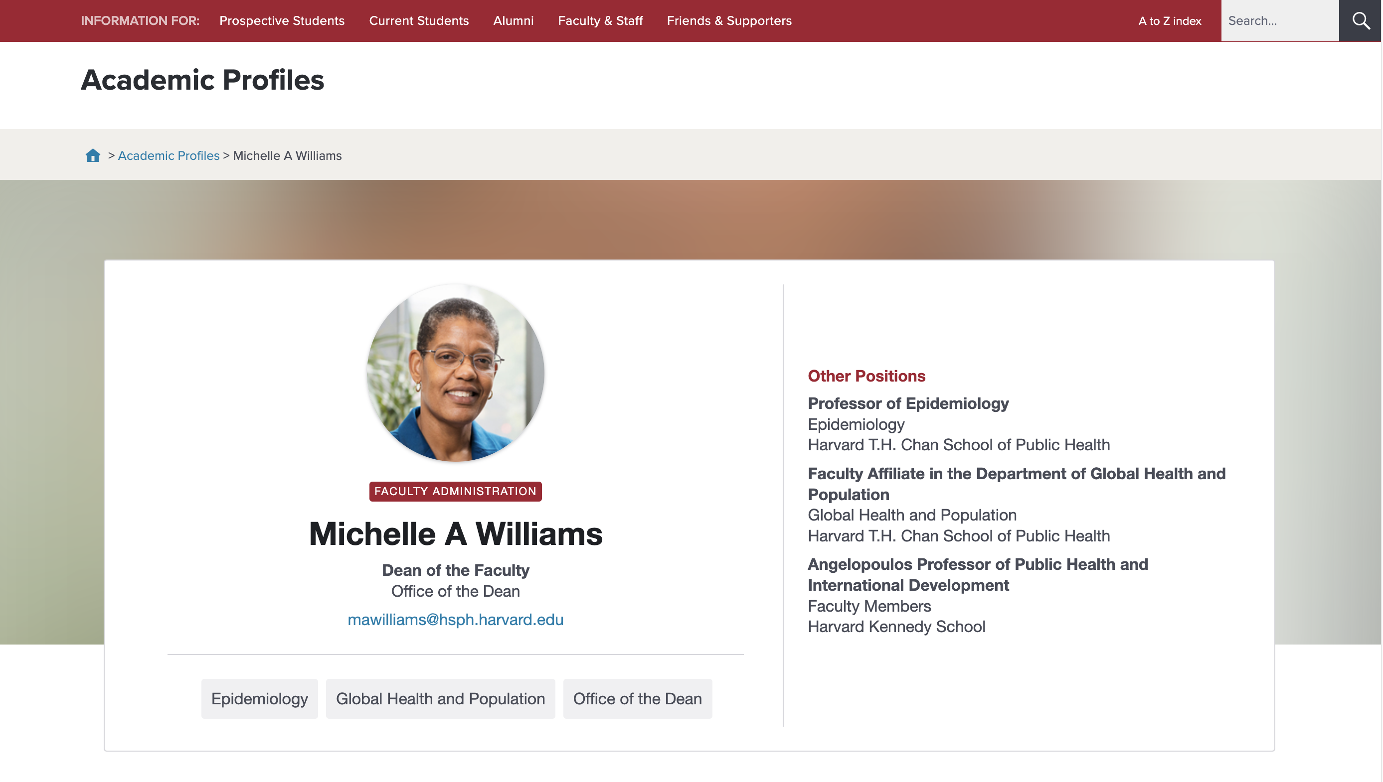 The Academic Profile of Michelle Williams